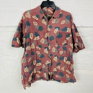 Rue21 Men's cotton Red and Blue Hawaiian Leaf Print Shirt size large